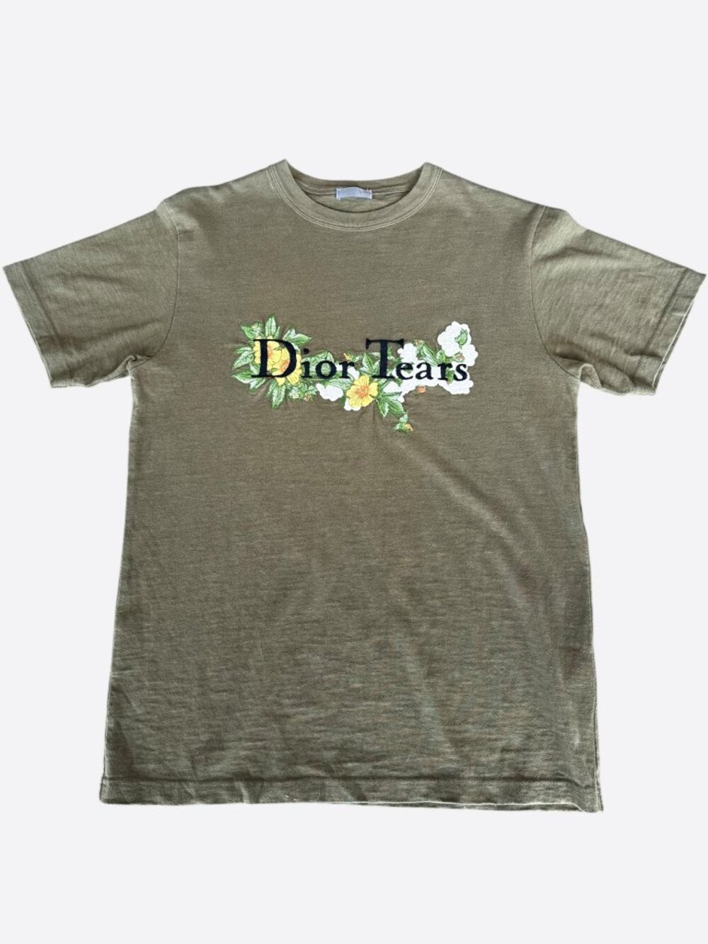 Dior Denim Tears Olive Floral Logo T-Shirt